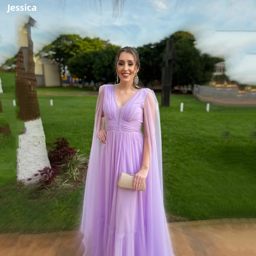 Jessica Lace V-neck Evening Dresses Tulle Shawl Prom DressesLavender Purple ElegantLady Vestidos De Fiesta Customized
Jessica Lace V-neck Evening Dresses Tulle Shawl Prom DressesLavender Purple ElegantLady Vestidos De Fiesta Customized