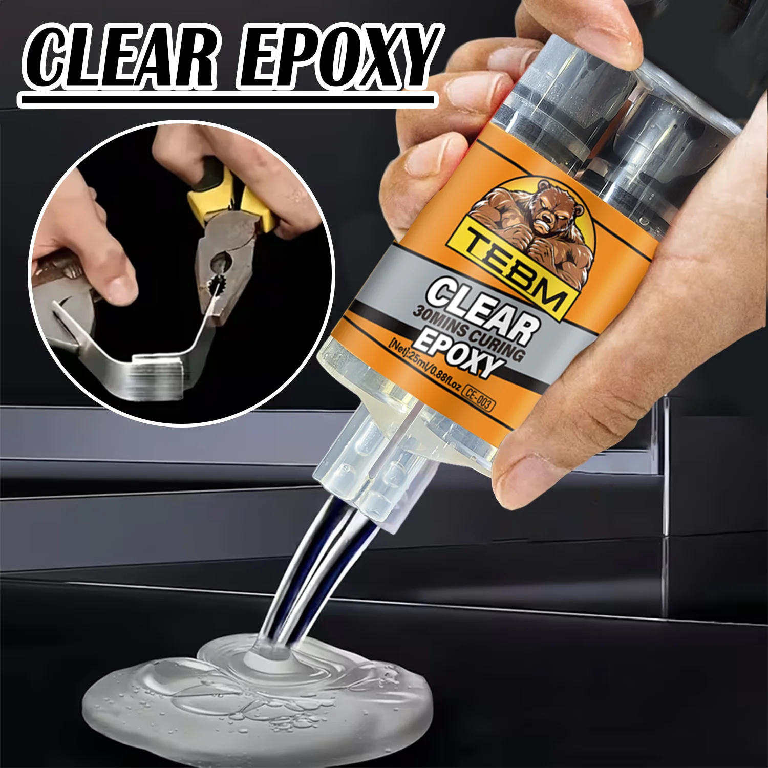 QuickDry Transparent Casting Glue 5-min set 3900 PSI Strength Epoxy AB Adhesive Waterproof Gel for Metal and Plastic Repair 25ml
QuickDry Transparent Casting Glue 5-min set 3900 PSI Strength Epoxy AB Adhesive Waterproof Gel for Metal and Plastic Repair 25ml