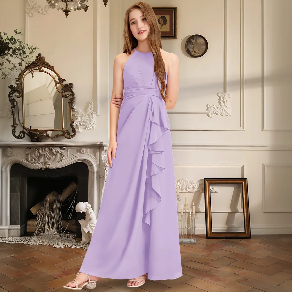 Halter Neck Cascading Ruffles Floor-Length Chiffon Junior Bridesmaid Dress Flower Girl Dress Girls Party Dresses Wedding Formal
Halter Neck Cascading Ruffles Floor-Length Chiffon Junior Bridesmaid Dress Flower Girl Dress Girls Party Dresses Wedding Formal