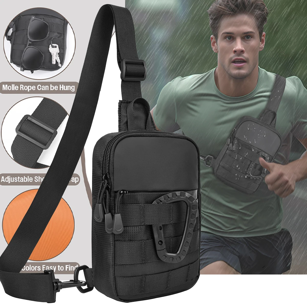 Tactical Small Sling Bag for Men Airsoft Waterproof Utility EDC Mini Crossbody Chest Packet Pouch for Travel Work Sport Hiking
Tactical Small Sling Bag for Men Airsoft Waterproof Utility EDC Mini Crossbody Chest Packet Pouch for Travel Work Sport Hiking