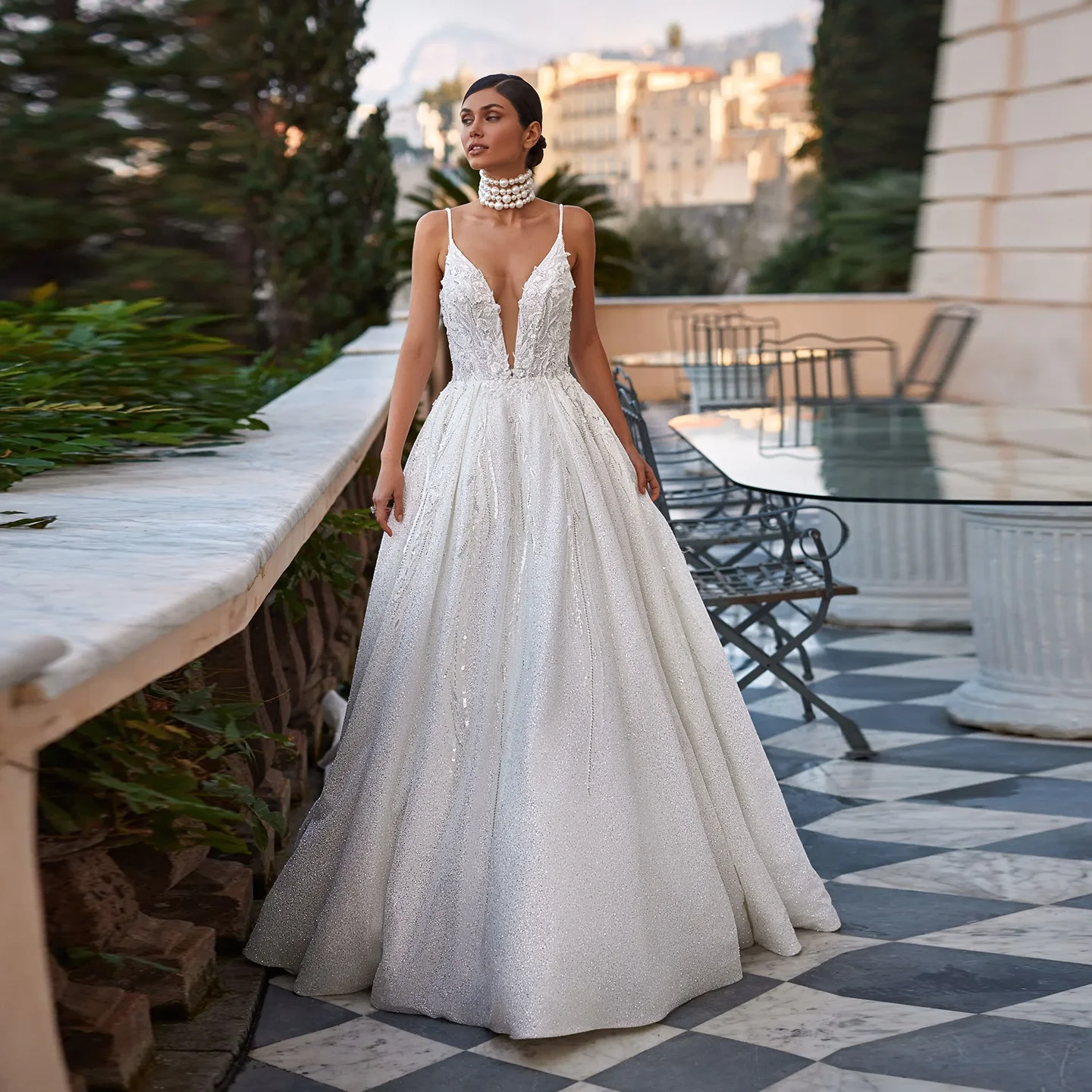 Sharon Said Glamorous Glittering Deep V-Neck Tulle Wedding Dress 2025 Luxury A-Line Court Train Bride Gowns SW503 Customized
Sharon Said Glamorous Glittering Deep V-Neck Tulle Wedding Dress 2025 Luxury A-Line Court Train Bride Gowns SW503 Customized