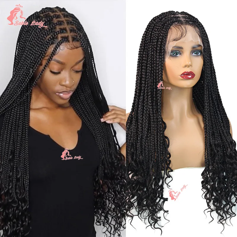 Synthetic Full Lace Wigs With Curly Ends Box Braided Wig Knotless Braid Lace Wig for Black Women 360 Full Lace Curly Hair 24Inch
Synthetic Full Lace Wigs With Curly Ends Box Braided Wig Knotless Braid Lace Wig for Black Women 360 Full Lace Curly Hair 24Inch