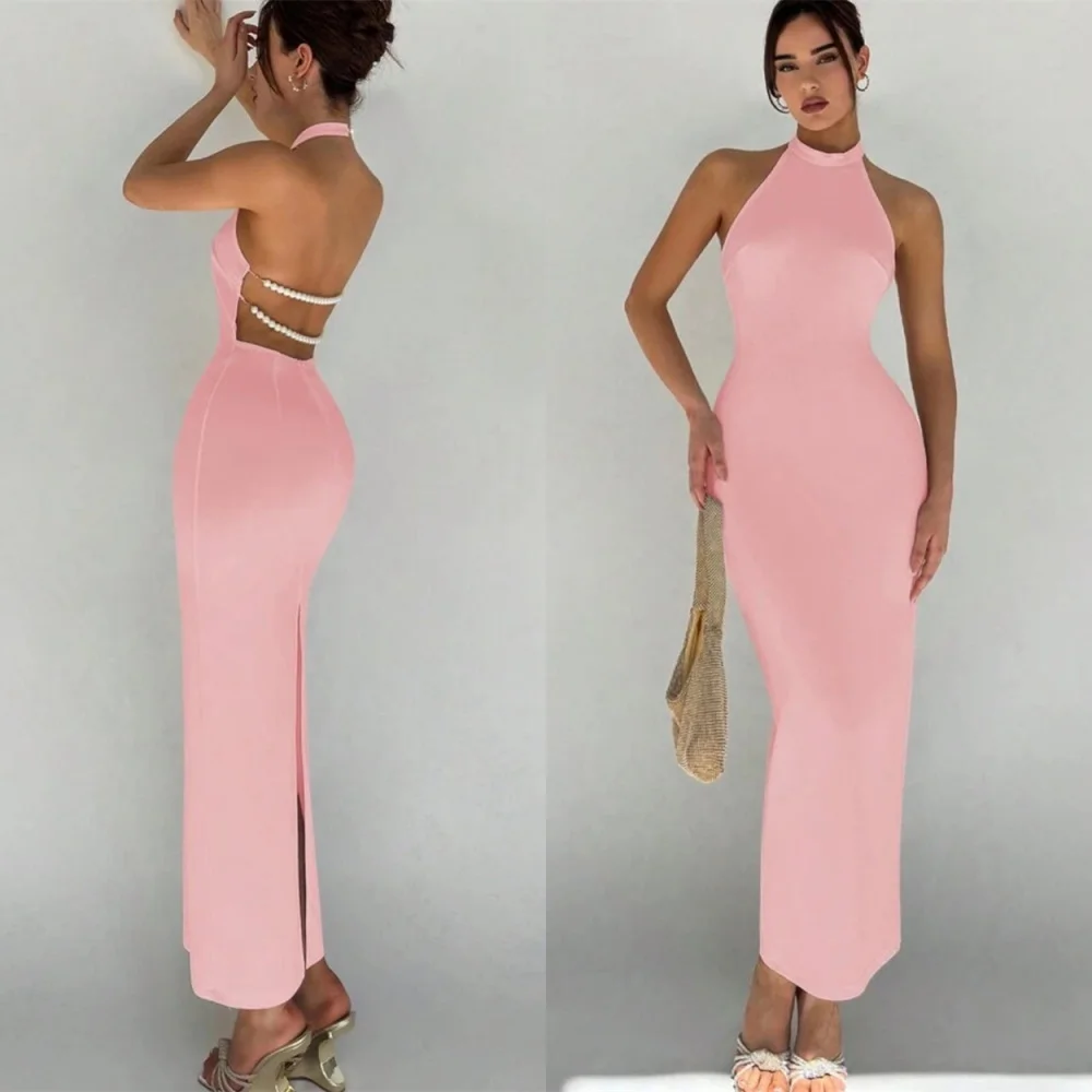 Customized Mermaid Pink Jersey Evening Dress Exquisite Halter Sleeveless Homecoming Dresses Luxury Special Occasion Gowns
Customized Mermaid Pink Jersey Evening Dress Exquisite Halter Sleeveless Homecoming Dresses Luxury Special Occasion Gowns