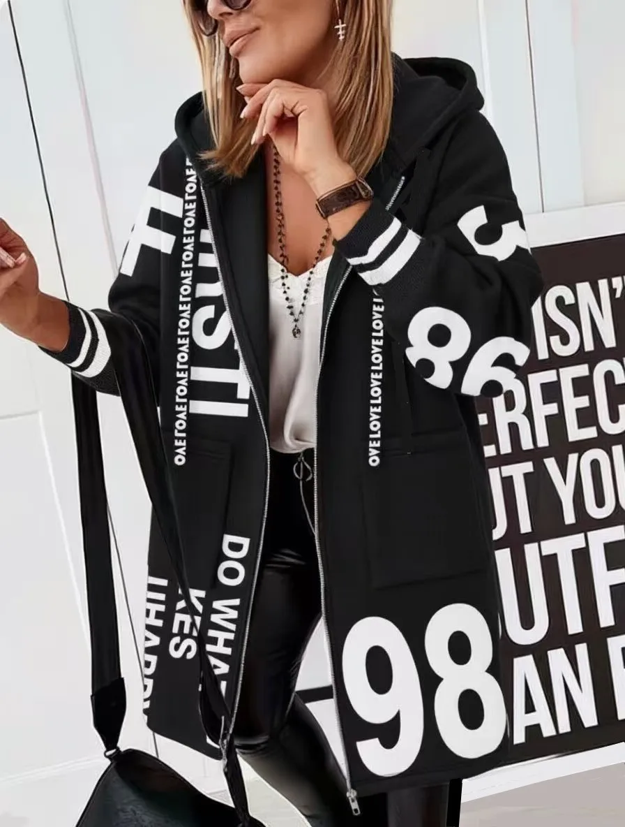 Large Size Women's Loose Jacket Sweatshirt Warm Fashionable Autumn Winter Clothing with Letter Design
Large Size Women's Loose Jacket Sweatshirt Warm Fashionable Autumn Winter Clothing with Letter Design