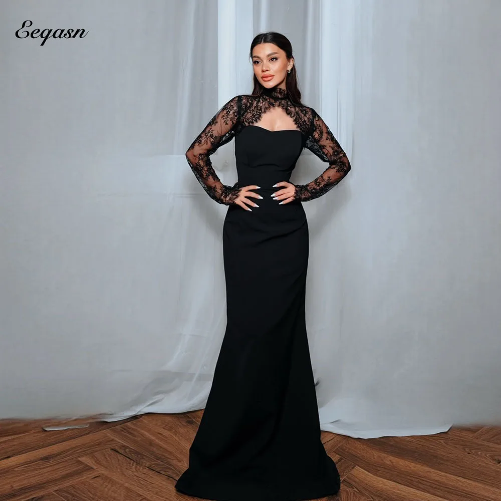 Eeqasn Women Black Evening Dresses Lace Long Sleeves Mermaid Wedding Guest Dress 2026 Strapless Prom Robe De Soirée Customized
Eeqasn Women Black Evening Dresses Lace Long Sleeves Mermaid Wedding Guest Dress 2026 Strapless Prom Robe De Soirée Customized
