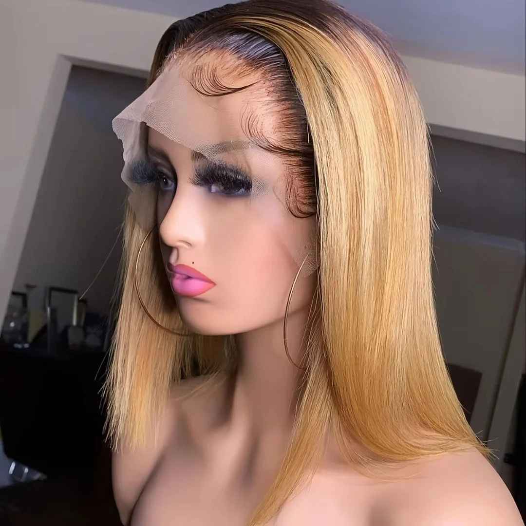 1B/27 Honey Blonde Bob Wigs Straight 100% Human Hair 13x4 Hd Transparent Lace Frontal Wigs Honey Blonde Short Bob Wigs For Women
1B/27 Honey Blonde Bob Wigs Straight 100% Human Hair 13x4 Hd Transparent Lace Frontal Wigs Honey Blonde Short Bob Wigs For Women