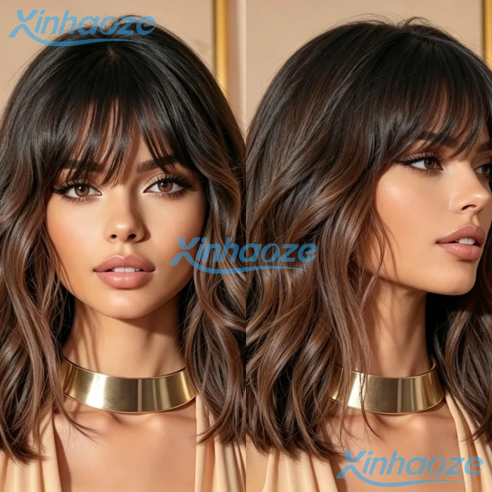 Natural Wavy Fringe Human Hair Balck Rooted Ombre Dark Brown Short Bob Wigs Pre Plucked 180% Density 5x5 Silk Top Wig With Bangs
Natural Wavy Fringe Human Hair Balck Rooted Ombre Dark Brown Short Bob Wigs Pre Plucked 180% Density 5x5 Silk Top Wig With Bangs
