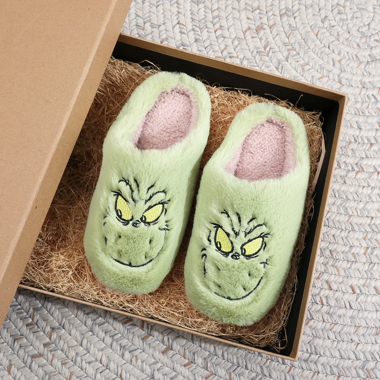 Grinc Christmas Plush Slippers, Unisex Warm Fuzzy House Shoes, Winter Indoor Home Slippers
Grinc Christmas Plush Slippers, Unisex Warm Fuzzy House Shoes, Winter Indoor Home Slippers