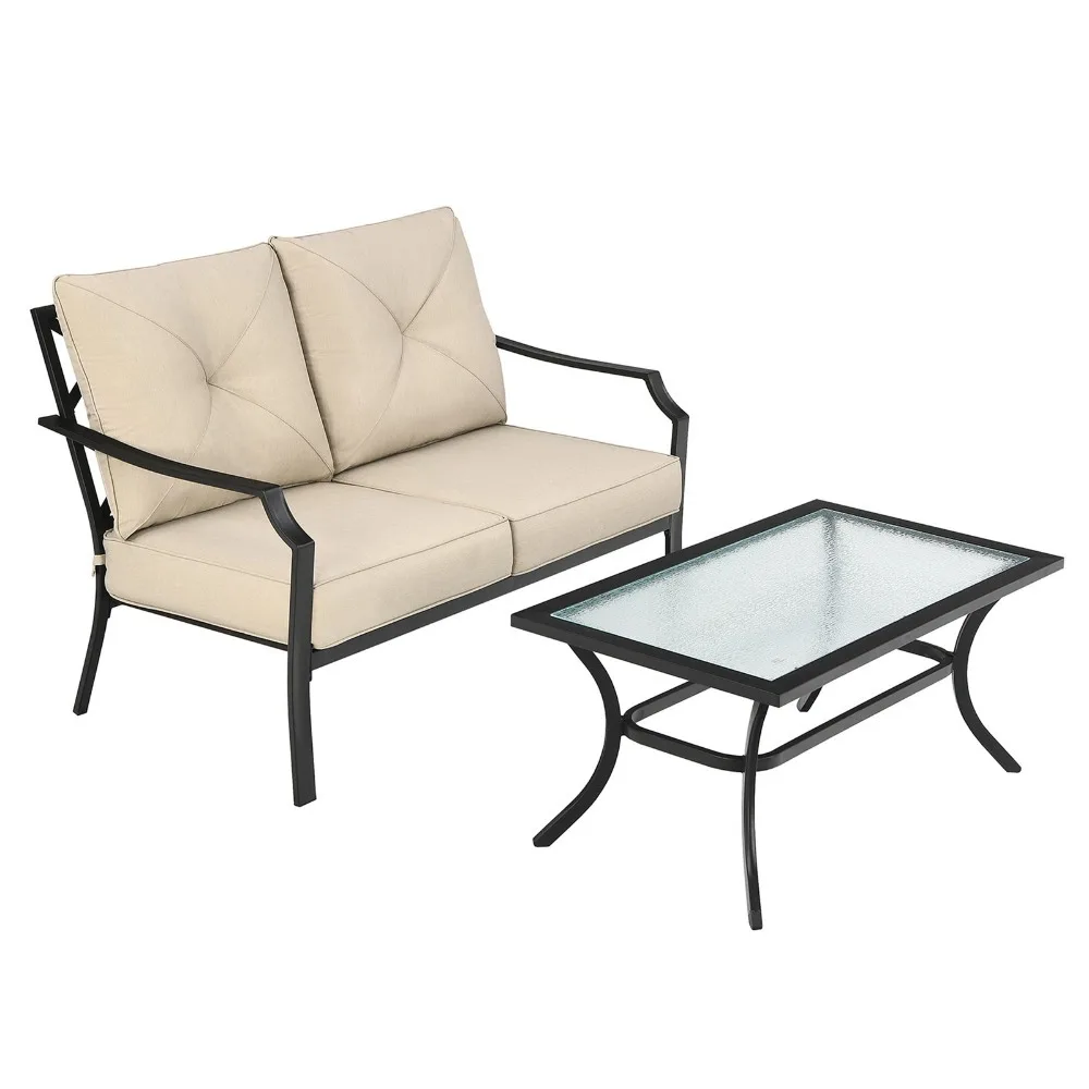 2PCS Outdoor Loveseat Set Cushioned Patio Bench Sofa w/ Coffee Table
2PCS Outdoor Loveseat Set Cushioned Patio Bench Sofa w/ Coffee Table