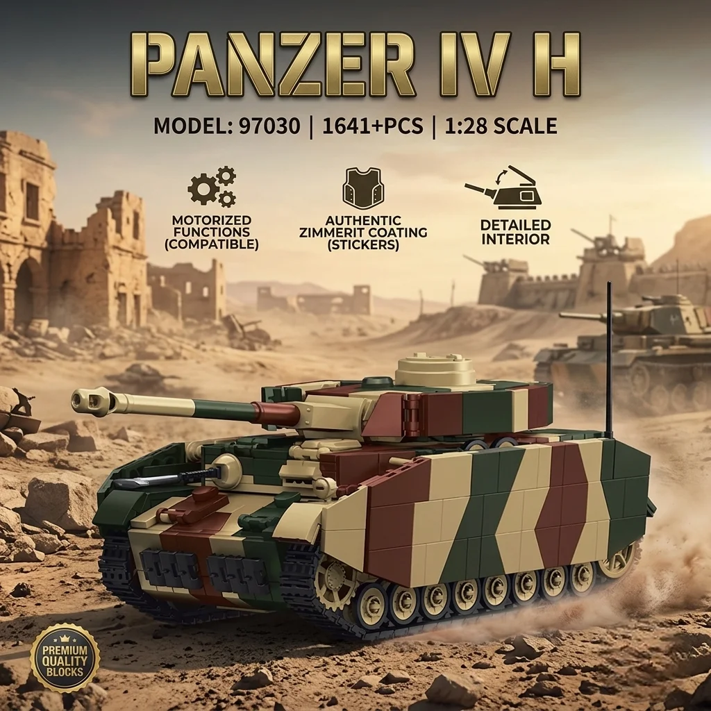 DIY German Panzer IV Ausf. H Building Blocks 1641PCS MOC WWII Medium Tank Bricks Model Construction Toy For Adults Men Kids Gift
DIY German Panzer IV Ausf. H Building Blocks 1641PCS MOC WWII Medium Tank Bricks Model Construction Toy For Adults Men Kids Gift