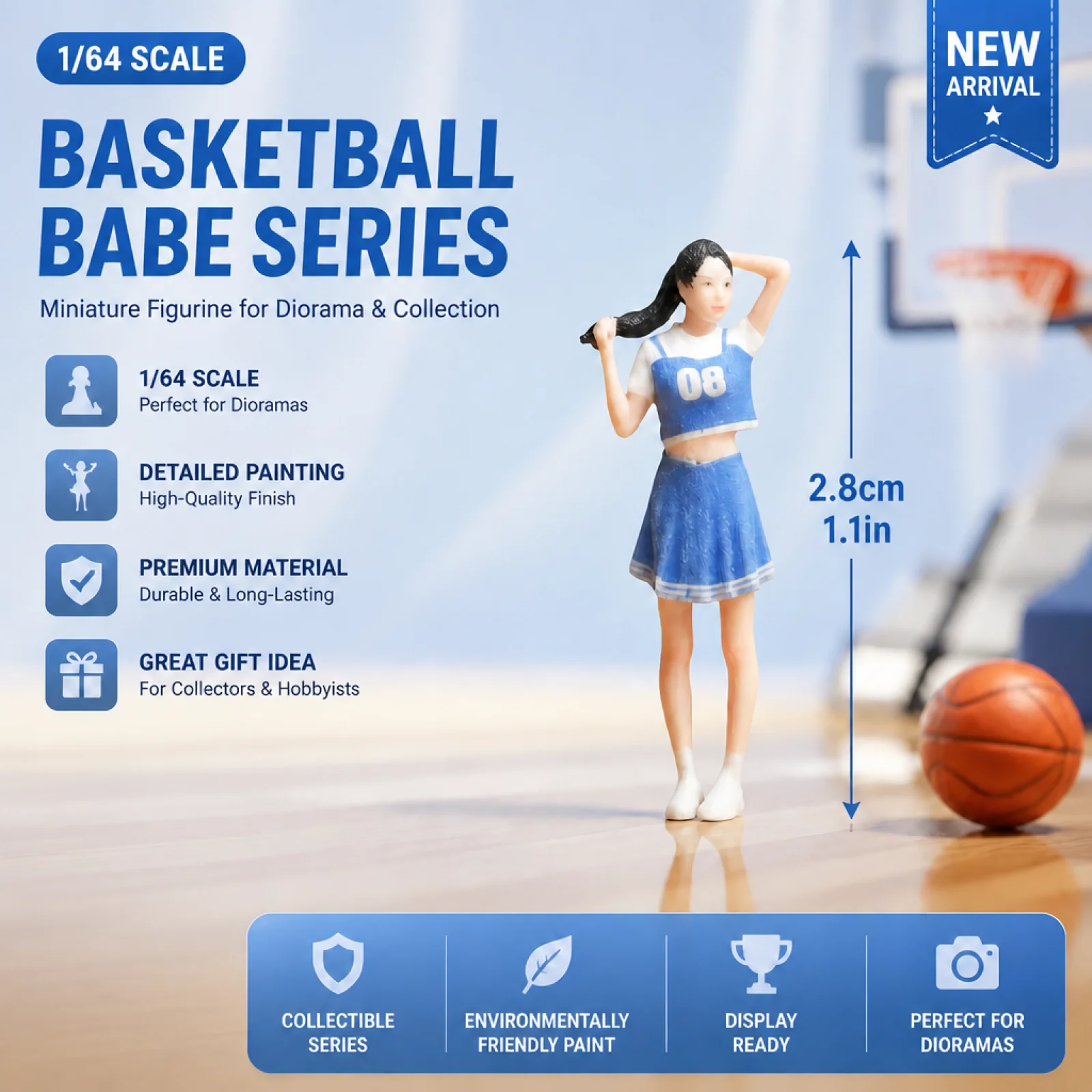 1/64 Cheerleader Figurine Collectible Miniature Court Sport Girl Tiny Female Figure Handmade Craft Display Scene Accessory
1/64 Cheerleader Figurine Collectible Miniature Court Sport Girl Tiny Female Figure Handmade Craft Display Scene Accessory