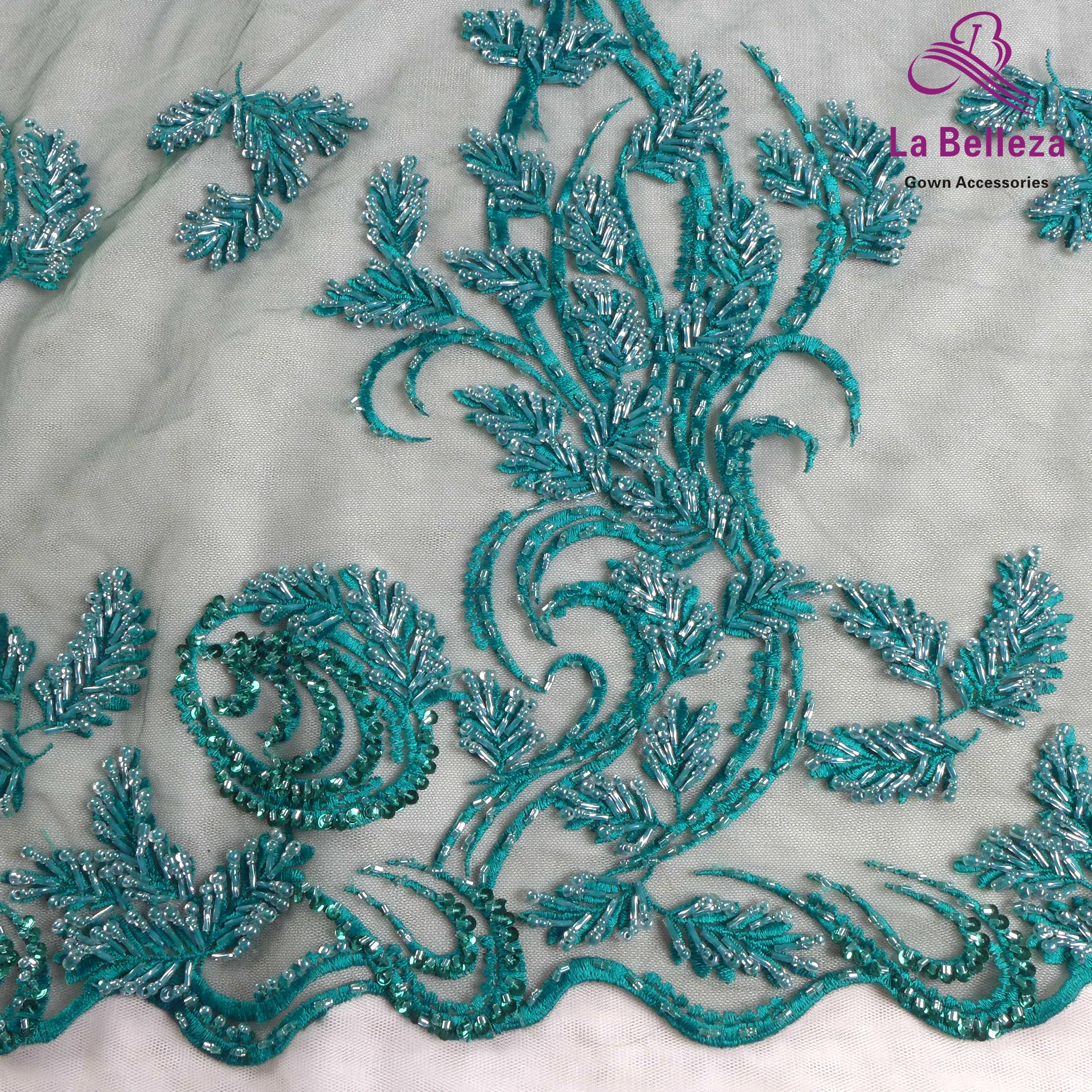 La Belleza heavy hand-made green beaded luxury wedding/evening dress lace fabric 47'' width 1 yard
La Belleza heavy hand-made green beaded luxury wedding/evening dress lace fabric 47'' width 1 yard