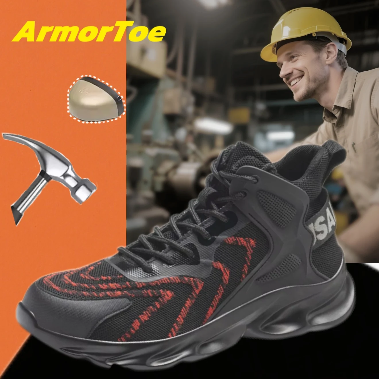 ArmorToe Steel Head Anti-smash Anti-stabbing Four Seasons Section Work Shoes Fashion Comfortable Wear Sports Shoes #Armor2795
ArmorToe Steel Head Anti-smash Anti-stabbing Four Seasons Section Work Shoes Fashion Comfortable Wear Sports Shoes #Armor2795