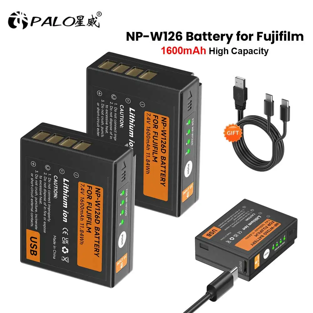 PALO 1600mAh NP-W126 NP W126 NP W126S USB-C Rechargeable Battery for Fujifilm Fuji X-Pro1 XPro1 X-T1 XT1,HS30EXR HS33EXR X PRO1
PALO 1600mAh NP-W126 NP W126 NP W126S USB-C Rechargeable Battery for Fujifilm Fuji X-Pro1 XPro1 X-T1 XT1,HS30EXR HS33EXR X PRO1