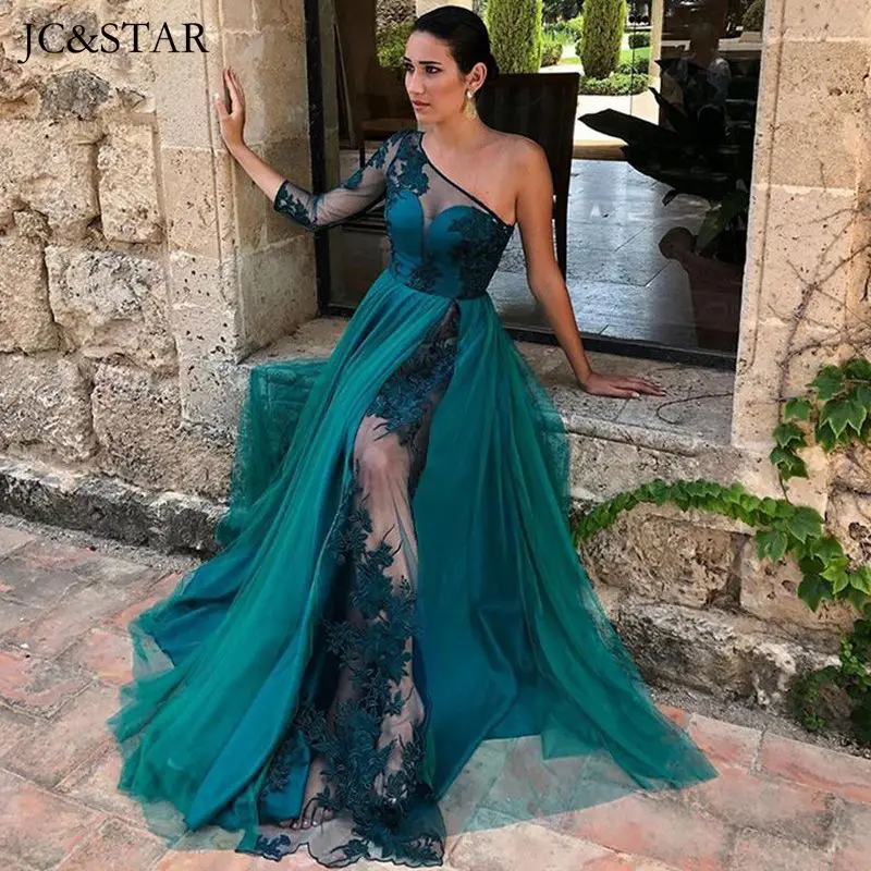 Green Vestidos De Noche Long Sleeves One Shoulder Lace Tulle Sheer Elegant Dress Women For Wedding Party Long SEXI Vintage Plus
Green Vestidos De Noche Long Sleeves One Shoulder Lace Tulle Sheer Elegant Dress Women For Wedding Party Long SEXI Vintage Plus