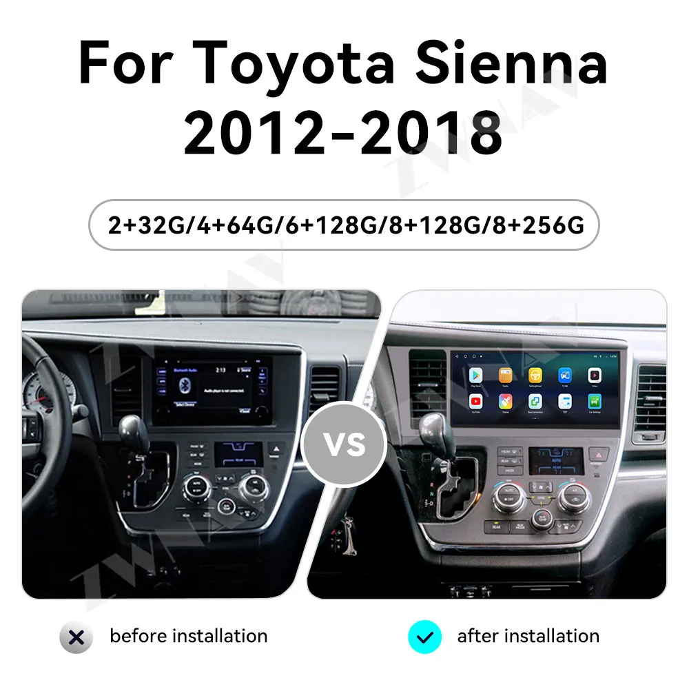Android 14 Navi Device for Toyota Sienna 2012-2018 Car Radio 12.3" Screen Wireless GPS Multimedia Player Stereo Entertainment
Android 14 Navi Device for Toyota Sienna 2012-2018 Car Radio 12.3" Screen Wireless GPS Multimedia Player Stereo Entertainment