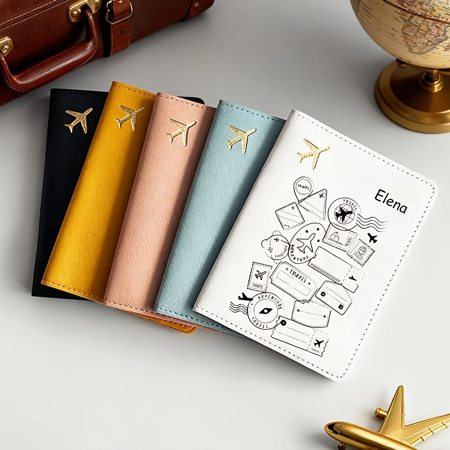 Handmade Faux Leather Passport Cover Custom Name Airplane Design Multi Color Elegant Travel Document Case
Handmade Faux Leather Passport Cover Custom Name Airplane Design Multi Color Elegant Travel Document Case