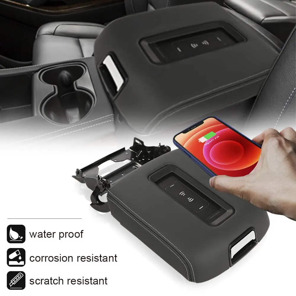 Center Console Armrest Lid + Wireless Charger Fit for Chevrolet Suburban 2015-2019 Black Faux Leather Car Interior Accessories
Center Console Armrest Lid + Wireless Charger Fit for Chevrolet Suburban 2015-2019 Black Faux Leather Car Interior Accessories
