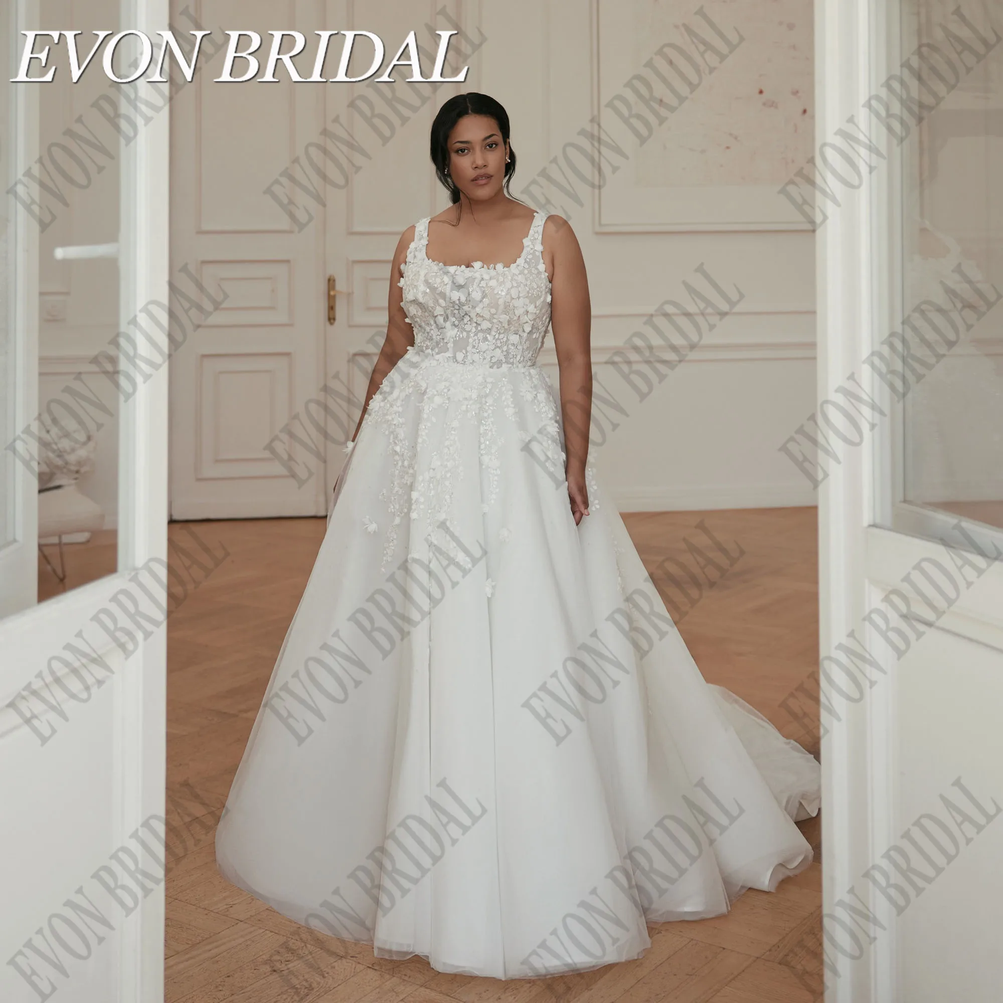 EVON BRIDAL 3D Flowers Wedding Dresses Plus Size Appliques Sleeveless Bride Gowns Beach Bride Dress Customized vestidos de novia
EVON BRIDAL 3D Flowers Wedding Dresses Plus Size Appliques Sleeveless Bride Gowns Beach Bride Dress Customized vestidos de novia