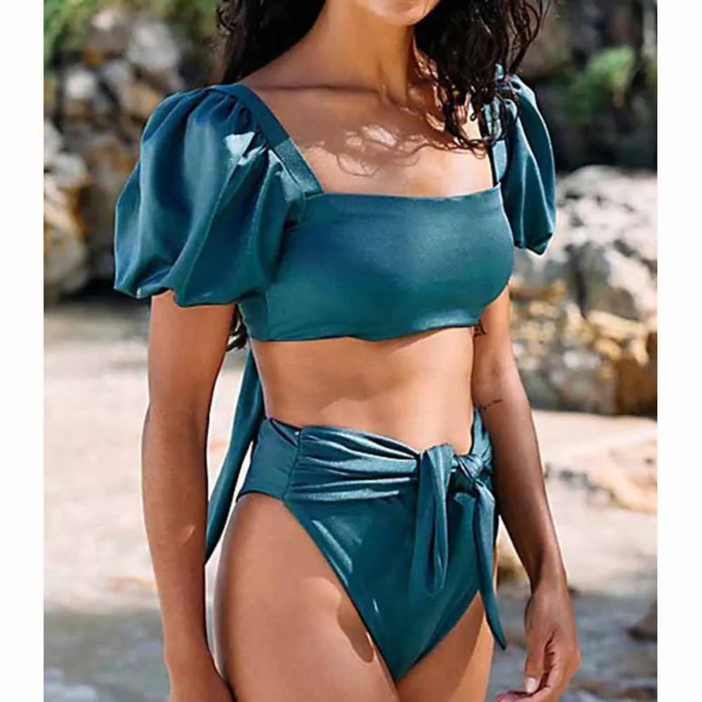Solid Color Puff Sleeve Tie Split Fashion High Waist Bikini Summer Holiday Beachwear Push Up Micro Swimsuit Set Brazilian
Solid Color Puff Sleeve Tie Split Fashion High Waist Bikini Summer Holiday Beachwear Push Up Micro Swimsuit Set Brazilian