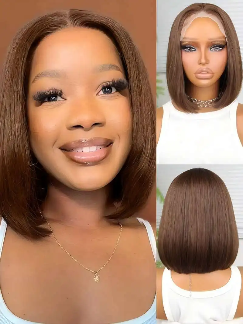 Brown 13x4 Lace Closure Wigs Human Hair 220% Density Closure Straight Bob Wigs For Black Women #4 Color Wig
Brown 13x4 Lace Closure Wigs Human Hair 220% Density Closure Straight Bob Wigs For Black Women #4 Color Wig