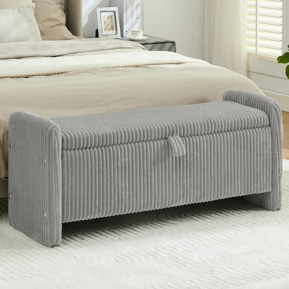 44'' Corduroy Storage Ottoman Bench, Upholstered End of Bed Storage Bench with Safety Hinge, Linear Bed Bench for Bedroom, Livin
44'' Corduroy Storage Ottoman Bench, Upholstered End of Bed Storage Bench with Safety Hinge, Linear Bed Bench for Bedroom, Livin