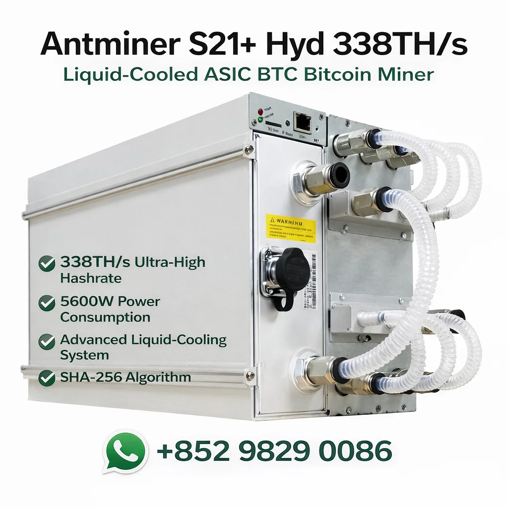 POV Brand New BITMAIN Antminer S21+ Hydro 338TH/s Premium Bitcoin ASIC Miner – Next-Generation SHA-256 Mining Technology, 5600W
POV Brand New BITMAIN Antminer S21+ Hydro 338TH/s Premium Bitcoin ASIC Miner – Next-Generation SHA-256 Mining Technology, 5600W