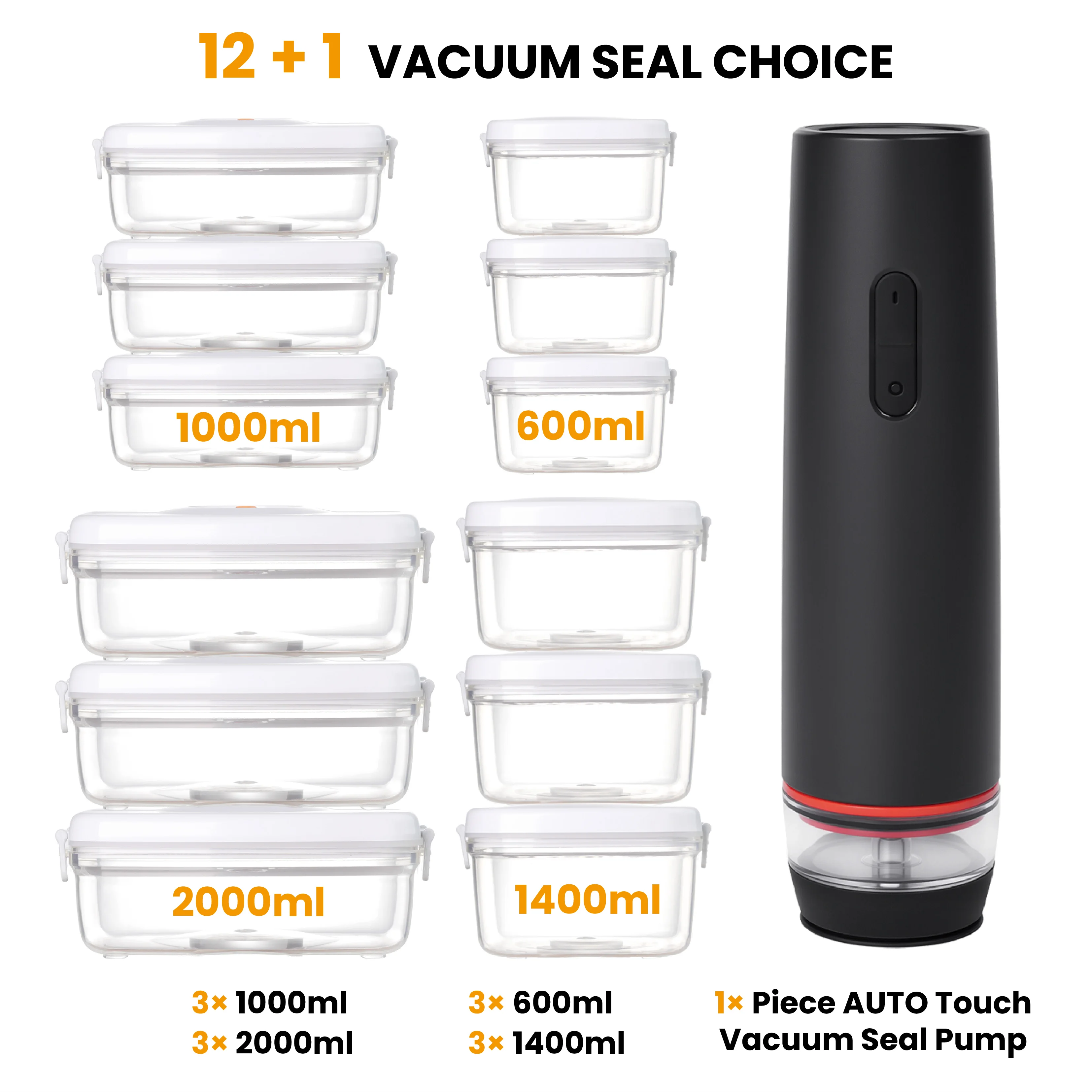 12+1 Vacuum Seal Food Storage Containers Set, Leakproof, Freshness, BPA-Free Kitchen Organizers, Ideal for Fruits, Veggies, Meat
12+1 Vacuum Seal Food Storage Containers Set, Leakproof, Freshness, BPA-Free Kitchen Organizers, Ideal for Fruits, Veggies, Meat