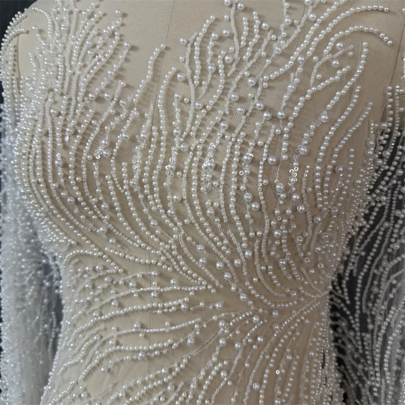 Pearl & Beaded Embroidered Tulle Lace Fabric Luxurious Pear Mesh for Wedding Dress & Evening Gown Sparkle Net Fabric
Pearl & Beaded Embroidered Tulle Lace Fabric Luxurious Pear Mesh for Wedding Dress & Evening Gown Sparkle Net Fabric