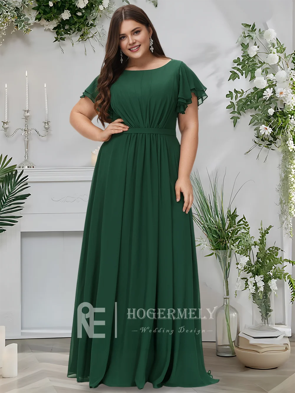 A Hunter Green Elegant A-Line Scoop Floor-Length Chiffon Bridesmaid Dresses 2025 With Ruffle Wedding Party Guest Evening Dresses
A Hunter Green Elegant A-Line Scoop Floor-Length Chiffon Bridesmaid Dresses 2025 With Ruffle Wedding Party Guest Evening Dresses