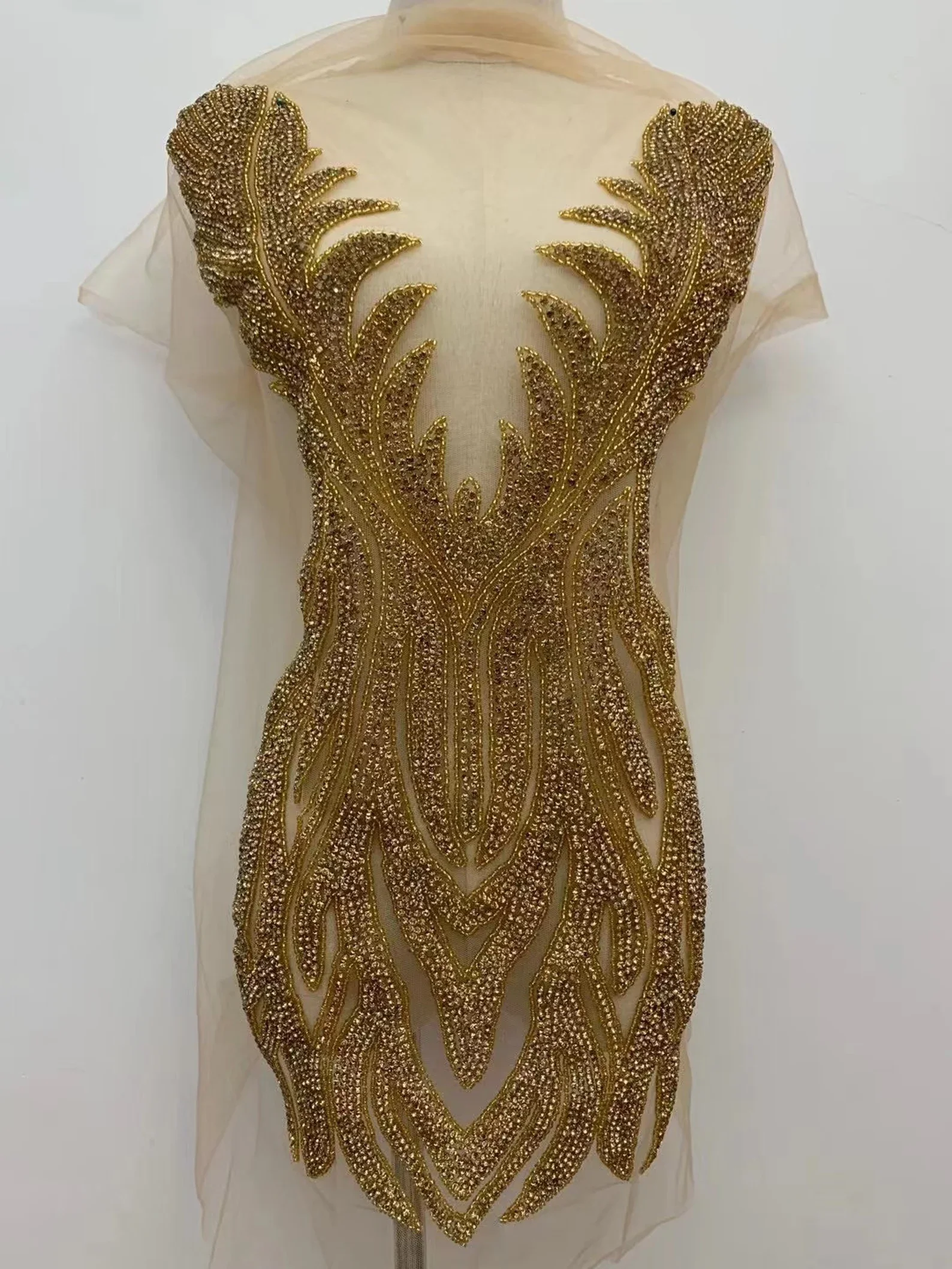 Gold Rhinestone Applique For Dress, Rhinestone Bodice Applique Patch For Dress, Couture, Prom Dress
Gold Rhinestone Applique For Dress, Rhinestone Bodice Applique Patch For Dress, Couture, Prom Dress