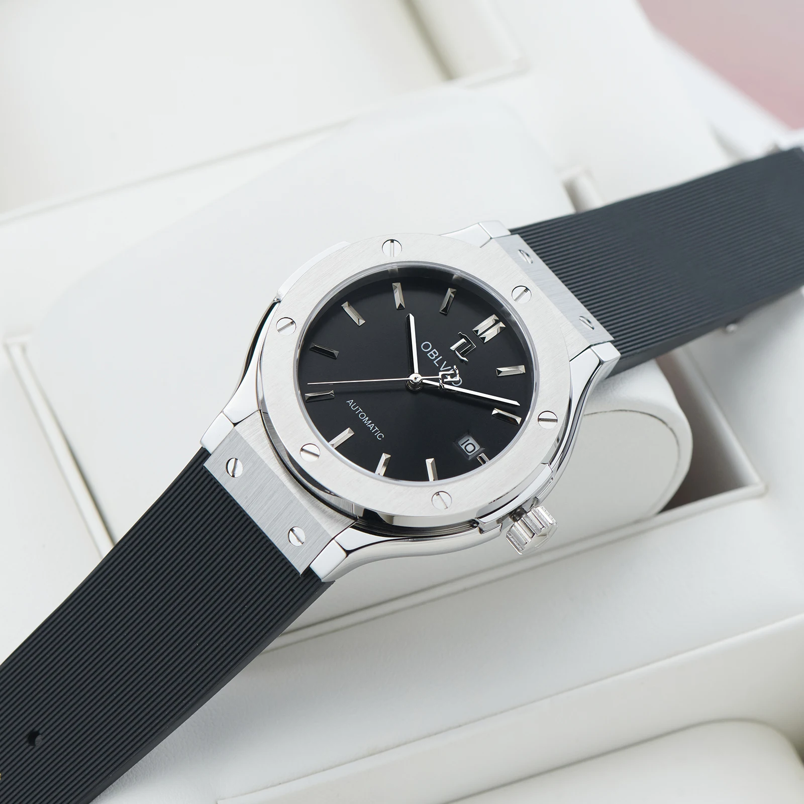 OBLVLO Men's Classic Sport Watch with Date Transparent Case Automatic Mechanical Movement Rubber Band HM-SIM Wristwatch
OBLVLO Men's Classic Sport Watch with Date Transparent Case Automatic Mechanical Movement Rubber Band HM-SIM Wristwatch