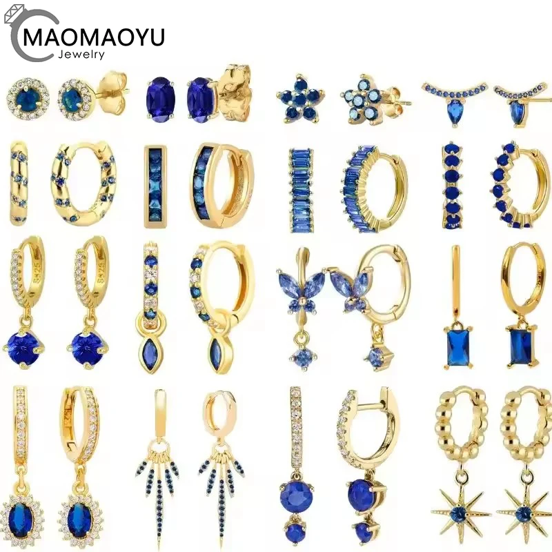 925 Sterling Silver Needle Mysterious Blue Series Small Hoop Earrings for Women 24K Gold Earrings Trend Jewelry Ear Accessories
925 Sterling Silver Needle Mysterious Blue Series Small Hoop Earrings for Women 24K Gold Earrings Trend Jewelry Ear Accessories