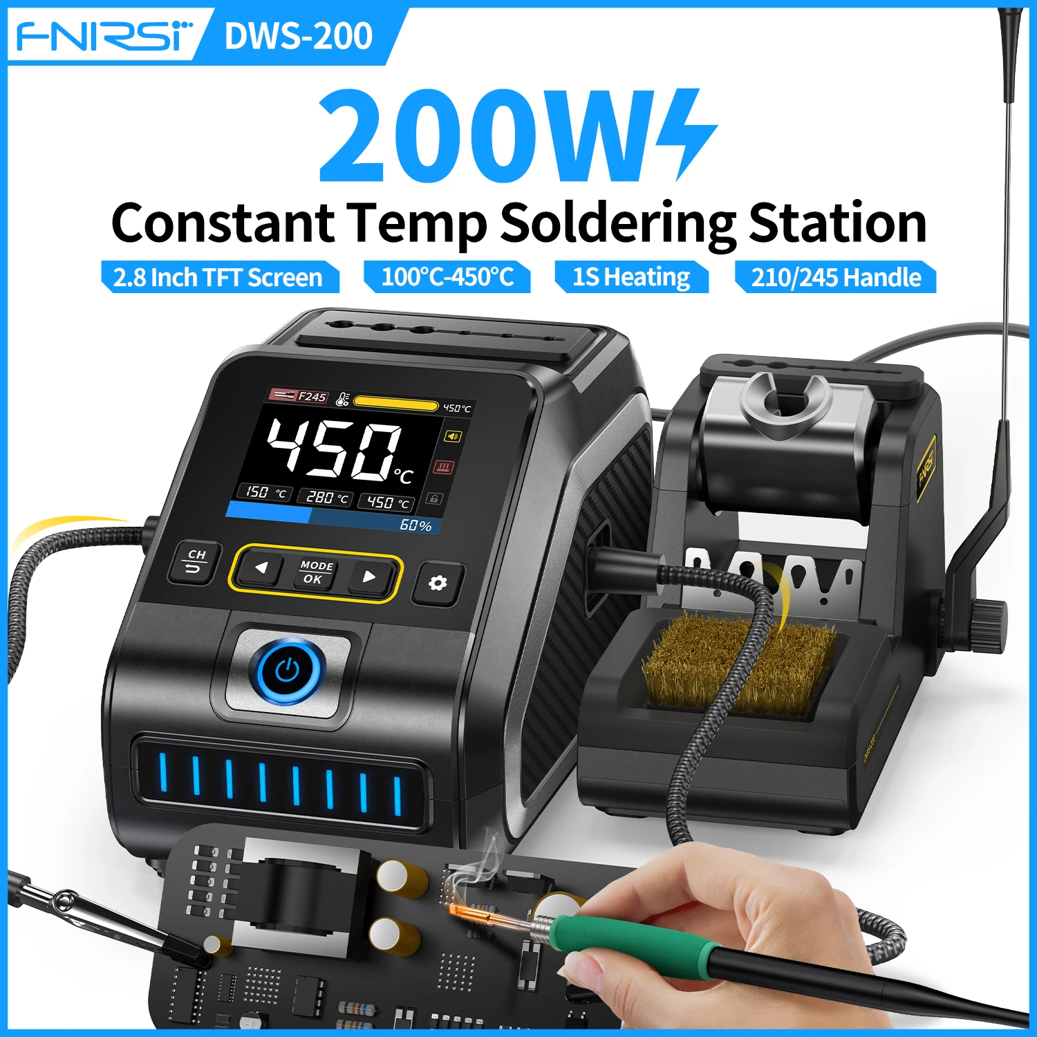 FNIRSI DWS-200 Rework Soldering Station 200W Power C210/C245 Handle with Soldering Helping Hand Repair Solder Tools
FNIRSI DWS-200 Rework Soldering Station 200W Power C210/C245 Handle with Soldering Helping Hand Repair Solder Tools