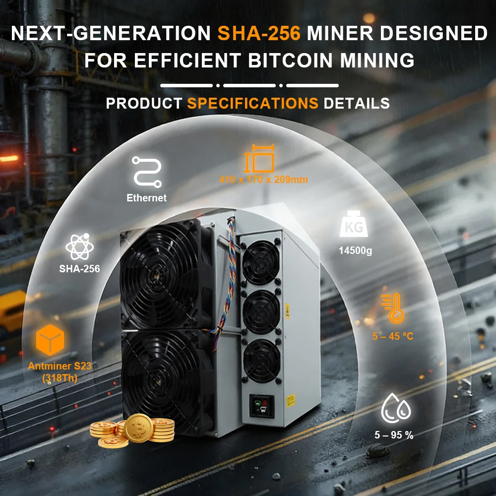 Высокоэффективный биткойн-майнер Bitmain Antminer S23 318T SHA256
Высокоэффективный биткойн-майнер Bitmain Antminer S23 318T SHA256