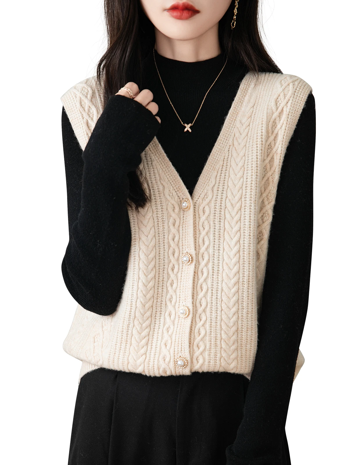 Women's Sweater Vest Cardigan 100% Merino Wool Fall Winter V Neck Sleeveless Jumper Knitted Cardigan Vest Vintage Female Clothes
Women's Sweater Vest Cardigan 100% Merino Wool Fall Winter V Neck Sleeveless Jumper Knitted Cardigan Vest Vintage Female Clothes