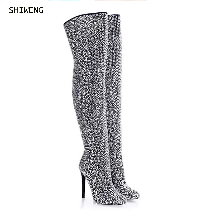 2022 Ladies Pointed Toe Over The Knee Boots Diamond Boots Sexy Stiletto Street Style Punk Pleated Boots Rhinestone Decorative Bo
2022 Ladies Pointed Toe Over The Knee Boots Diamond Boots Sexy Stiletto Street Style Punk Pleated Boots Rhinestone Decorative Bo