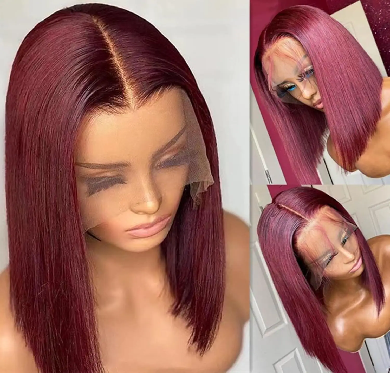 Burgundy Straight Bob Wig Human Hair Adjustable Cap No Tangle or Shedding Pre-Plucked 13x4 HD Lace Front Short Glueless Bob Wig
Burgundy Straight Bob Wig Human Hair Adjustable Cap No Tangle or Shedding Pre-Plucked 13x4 HD Lace Front Short Glueless Bob Wig