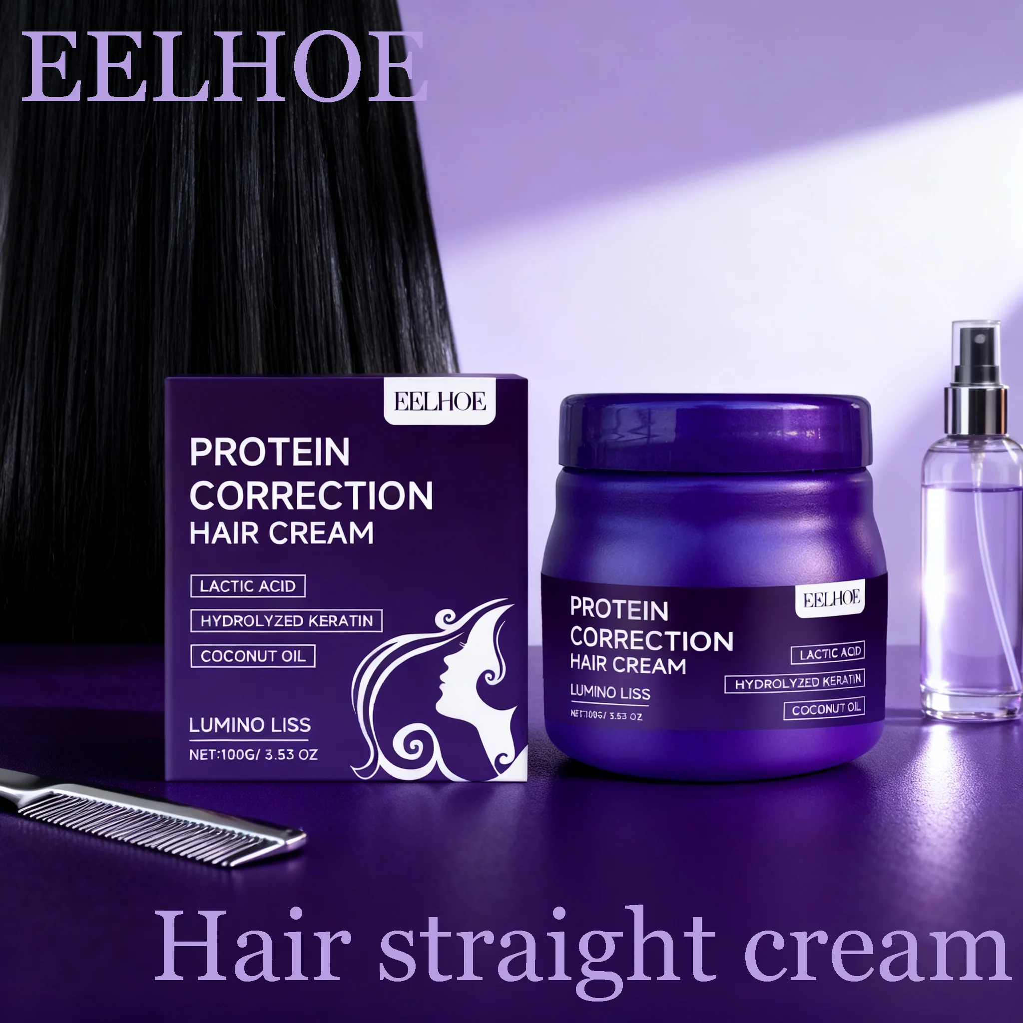 EELHOE Protein Hair Straightening Cream Enhance Smoothness Repair Damaged Anti-frizzing Increase Elasticity Hair Straight Cream
EELHOE Protein Hair Straightening Cream Enhance Smoothness Repair Damaged Anti-frizzing Increase Elasticity Hair Straight Cream