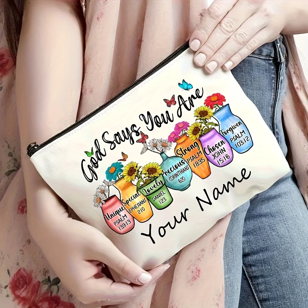 Customizable Name Inspirational Bible Verse Makeup Bag for Women - Pink Floral & Butterfly Design, Durable Cosmetic Pouch
Customizable Name Inspirational Bible Verse Makeup Bag for Women - Pink Floral & Butterfly Design, Durable Cosmetic Pouch