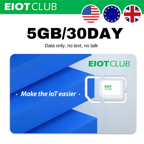 EIOTCLUB - 5GB/30DAY Prepaid Europe SIM Card, Coverage in 37 European Countries and the US, No Roaming Fees, 5G LTE, Data Only