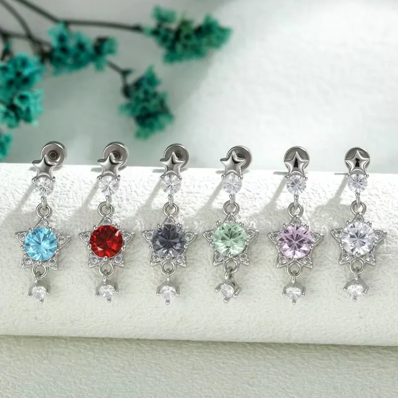INS Sparkly CZ Star Dangle Cartilage Stud Earrings 2PCS Screw Back 0.8mm 6mm Bar Helix Tragus Conch Piercing Jewelry Silver
INS Sparkly CZ Star Dangle Cartilage Stud Earrings 2PCS Screw Back 0.8mm 6mm Bar Helix Tragus Conch Piercing Jewelry Silver