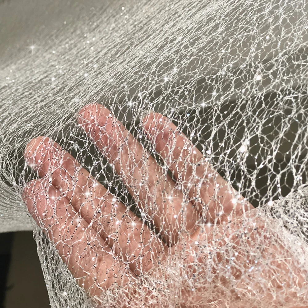 Full Star Bronzing Silver Spray Sparkly powder Transparent Tulle messy mesh wedding dress fabric Home decor fabric hard mesh
Full Star Bronzing Silver Spray Sparkly powder Transparent Tulle messy mesh wedding dress fabric Home decor fabric hard mesh