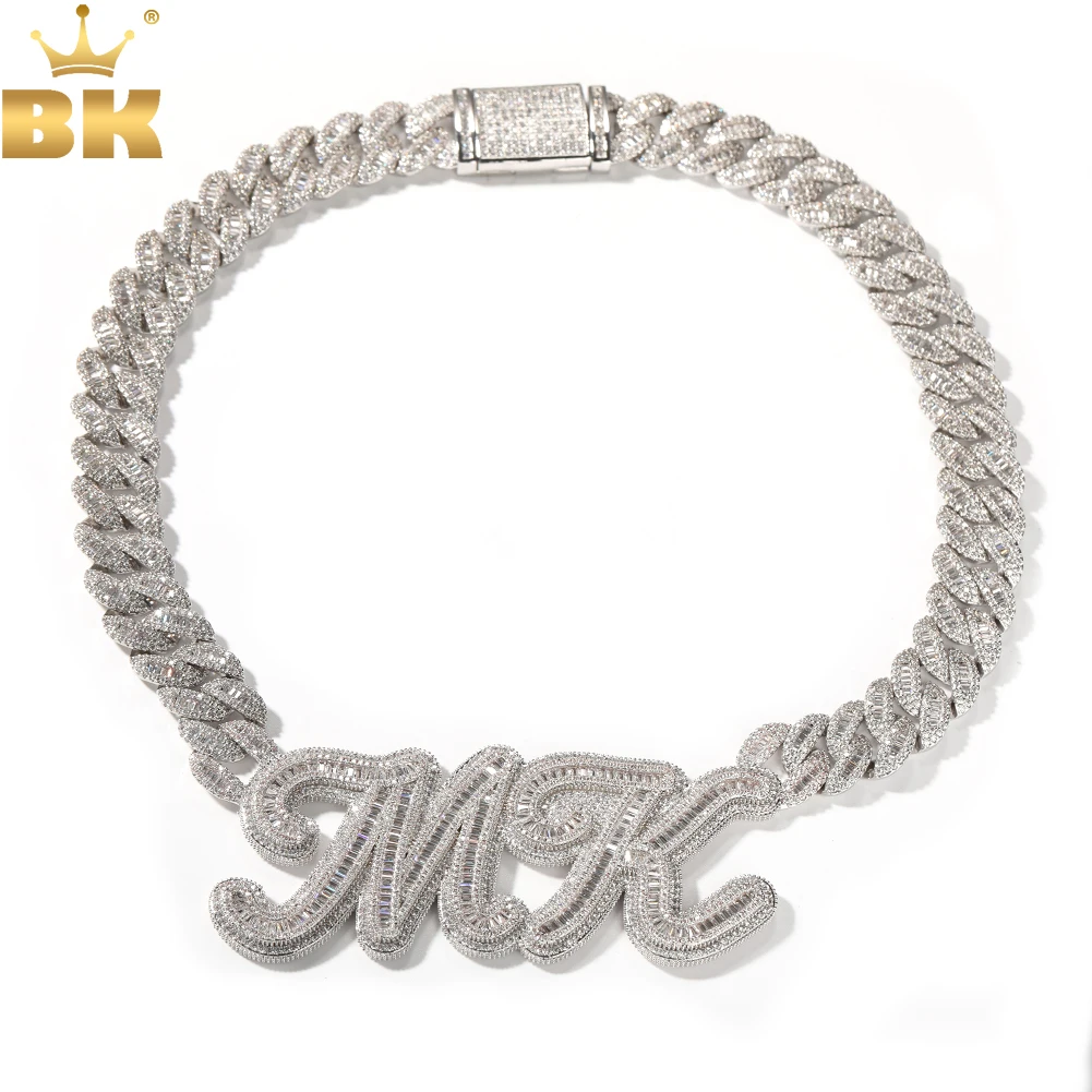 THE BLING KING Custom Baguettecz Letter With Heavy Miami Cuban Chain Necklace Iced Out Bling Square CZ Hiphop Jewelry
THE BLING KING Custom Baguettecz Letter With Heavy Miami Cuban Chain Necklace Iced Out Bling Square CZ Hiphop Jewelry