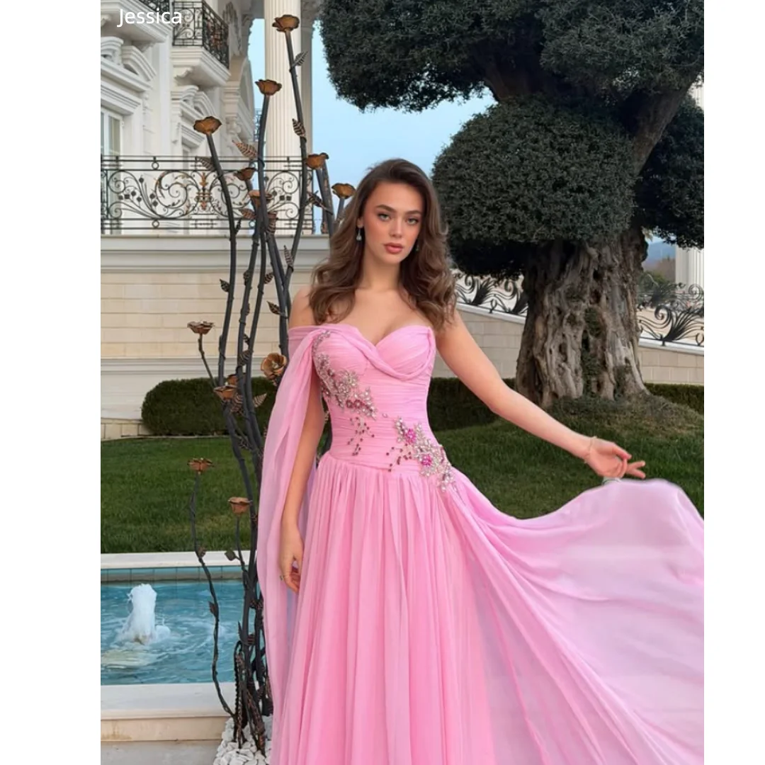Jessica Sparkling Sequin Embroidery Evening Dresses Glamorous Pink Prom Dresses Off-the-Shoulder A-Line Chiffon Party Dresses
Jessica Sparkling Sequin Embroidery Evening Dresses Glamorous Pink Prom Dresses Off-the-Shoulder A-Line Chiffon Party Dresses