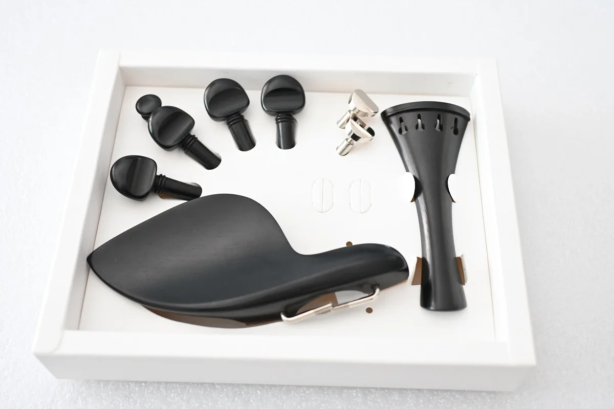 High Quality Ebony 4/4 Violin Set Chinrest, Tailpiece, Tuning Pegs, and Endpin Fiddle Ebony Violin Accessories
High Quality Ebony 4/4 Violin Set Chinrest, Tailpiece, Tuning Pegs, and Endpin Fiddle Ebony Violin Accessories