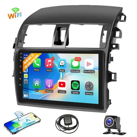 9" Wireless Car Radio for Toyota Corolla 2009-2013 CarPlay Android Auto Touch Screen Car Stereo with Bluetooth Rear Camera GPS