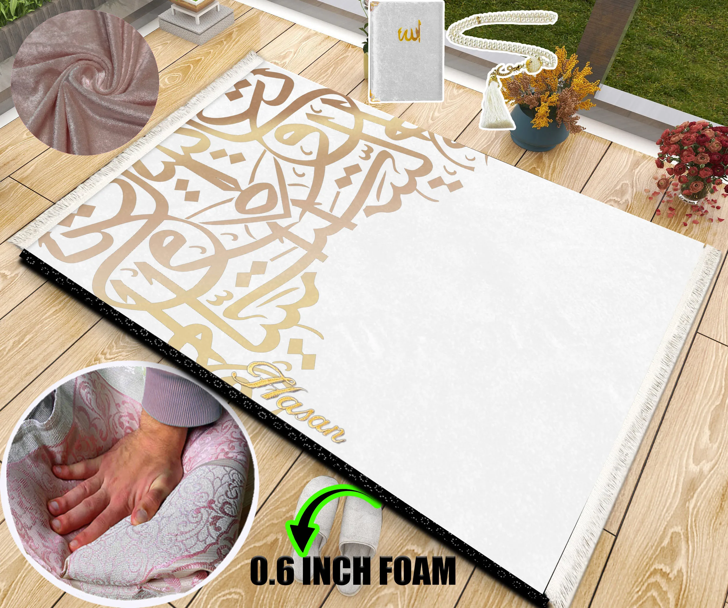 Extra Thick Foam Padded Turkish Callighraphy Prayer Rug With Luxury Yaseen, Soft Praying Mat Carpet & Pearl Tasbeeh, İslamic
Extra Thick Foam Padded Turkish Callighraphy Prayer Rug With Luxury Yaseen, Soft Praying Mat Carpet & Pearl Tasbeeh, İslamic