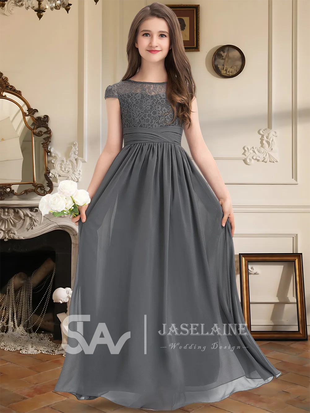 QA Kids A Line Scoop Floor Length Lace Chiffon Junior Bridesmaid Dress Short Sleeve Flower Girl Dress Wedding Party Formal
QA Kids A Line Scoop Floor Length Lace Chiffon Junior Bridesmaid Dress Short Sleeve Flower Girl Dress Wedding Party Formal