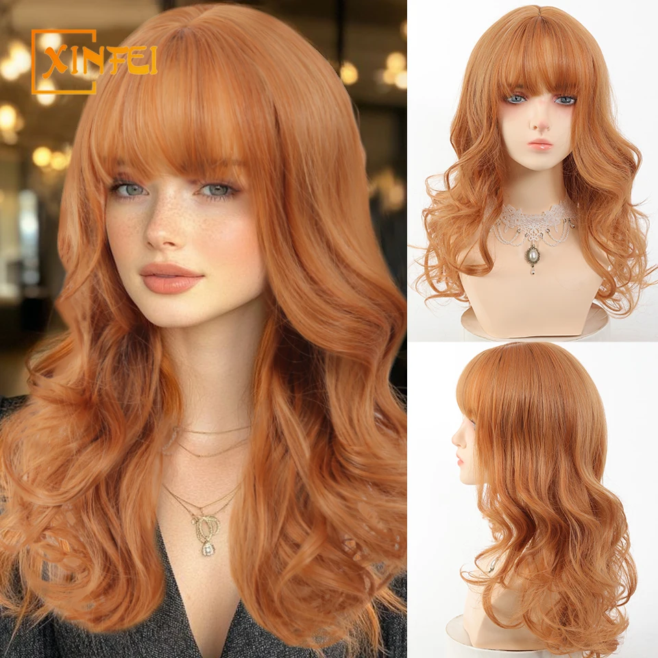 XINFEI orange synthetic wig female Medium Length curly hair wavy liu sea ripple cosplay party daily wear wig full head cover 
XINFEI orange synthetic wig female Medium Length curly hair wavy liu sea ripple cosplay party daily wear wig full head cover